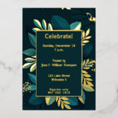 Tief grüne Blätter Gilded Folieneinladung (Vorderseite)