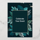 Tief grüne Blätter Gilded Folieneinladung (Rückseite)