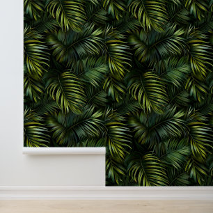 Tief grüne Palme verließ exotische Flora Tapete