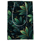 Tief grüne und blaue Blätter mittelgroße Geschenkt Mittlere Geschenktüte (Vorderseite)