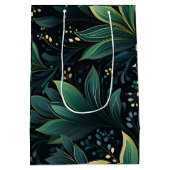 Tief grüne und blaue Blätter mittelgroße Geschenkt Mittlere Geschenktüte (Rückseite)