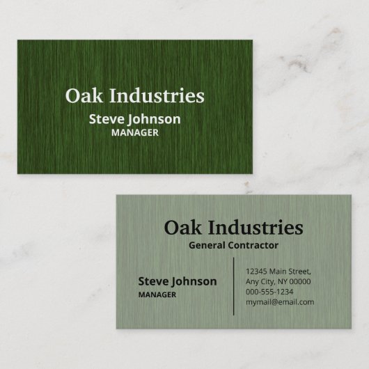 Tief grünes Holzkorn sieht Beruflich aus Visitenkarte (Vorne/Hinten)