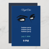 Tief hellblaue Solid-Farben Zeichnend weiblicher B Einladung (Vorne/Hinten)