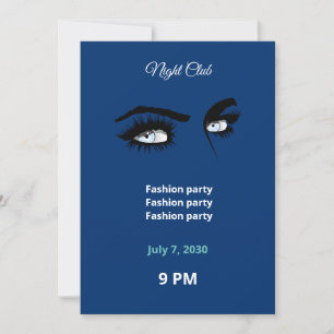 Tief hellblaue Solid-Farben Zeichnend weiblicher B Einladung