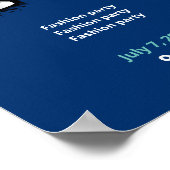 Tief hellblaue Solid-Farben Zeichnend weiblicher B Poster (Ecke)