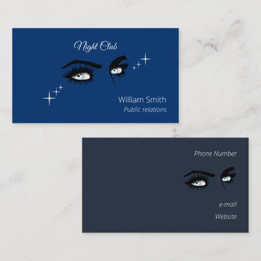 Tief hellblaue Solid-Farben Zeichnend weiblicher B Visitenkarte (Vorne/Hinten)