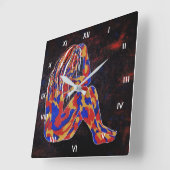 tief in Gedanken Quadratische Wanduhr (Winkel)