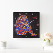 tief in Gedanken Quadratische Wanduhr (Zuhause)