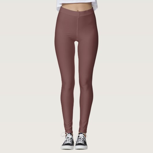 Tief Kaffee Farbe Einfarbig Leggings (Vorderseite)