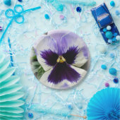 tief lila auf weiße Pansie Pappteller (Party)