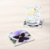 tief lila auf weiße Pansie Rechteckiger Pappuntersetzer (Vor Ort)