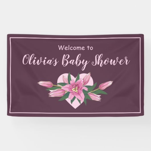 Tief Lila blühende Lilies Kinderdusche Einladung Banner (Horizontal)
