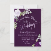 Tief Lila Boho-Rose Hochzeit Save The Date (Vorderseite)