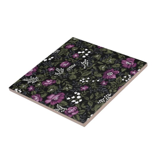 Tief Lila Flora Fliese (Seite)