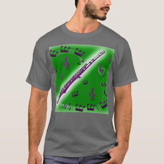 Tief Lila Flute gegen dunkelgrünen Hintergrund T-Shirt