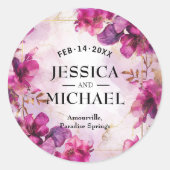 Tief lila Fuchsia-Verzauberung: Wasserfarbe Runder Aufkleber (Vorderseite)