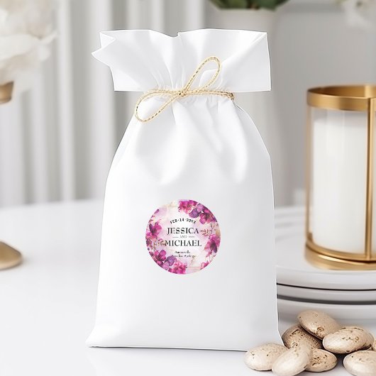 Tief lila Fuchsia-Verzauberung: Wasserfarbe Runder Aufkleber