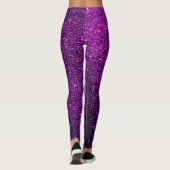 Tief Lila funkelnde Glitzer Glam Leggings (Rückseite)