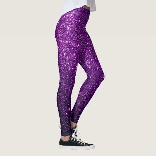 Tief Lila funkelnde Glitzer Glam Leggings (Rechts)