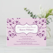 Tief Lila Geblüht Bridal-Dusche Einladung (Stehend Vorderseite)