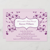 Tief Lila Geblüht Bridal-Dusche Einladung (Vorne/Hinten)