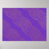 Tief Lila goldfarbene abstrakte Linienmuster Poster (Vorne)