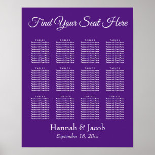 Tief Lila Hochzeitssitzkarte Poster