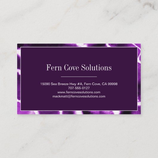 Tief Lila Marmormatte Berufliches Monogramm Visitenkarte (Rückseite)