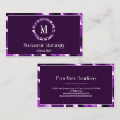 Tief Lila Marmormatte Berufliches Monogramm Visitenkarte (Vorne/Hinten)
