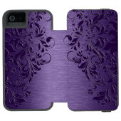 Tief Lila Metallic Textur & Dunkle Lila Spitze Incipio iPhone Geldbeutel-Hülle (Folio Geöffnet)
