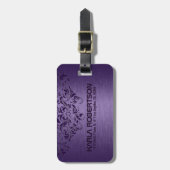 Tief Lila Metallic- und Lila Spitzen Gepäckanhänger (Vorderseite vertikal)