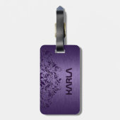 Tief Lila Metallic- und Lila Spitzen Gepäckanhänger (Rückseite vertikal)