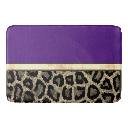 Tief Lila mit Leopard Print Badematte (Vorderseite)