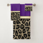Tief Lila mit Leopard Print Badhandtuch Set (Insitu)