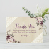 Tief Lila Peonies Blumenhochzeit Dankeschön Karte (Stehend Vorderseite)