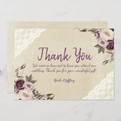 Tief Lila Peonies Blumenhochzeit Dankeschön Karte (Vorne/Hinten)