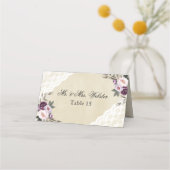 Tief Lila Peonies Blumenhochzeit Platzkarte (Rückseite)