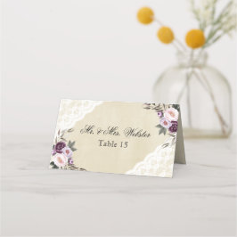 Tief Lila Peonies Blumenhochzeit Platzkarte