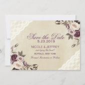 Tief Lila Peonies BlumenWedding retten das Datum Save The Date (Vorderseite)