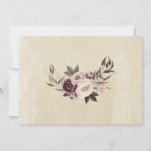 Tief Lila Peonies BlumenWedding retten das Datum Save The Date (Rückseite)