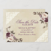 Tief Lila Peonies BlumenWedding retten das Datum Save The Date (Vorne/Hinten)