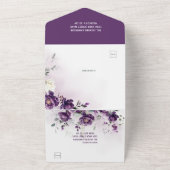 Tief Lila Peonies in einer Hochzeit laden ein All In One Einladung (Außenbereich)