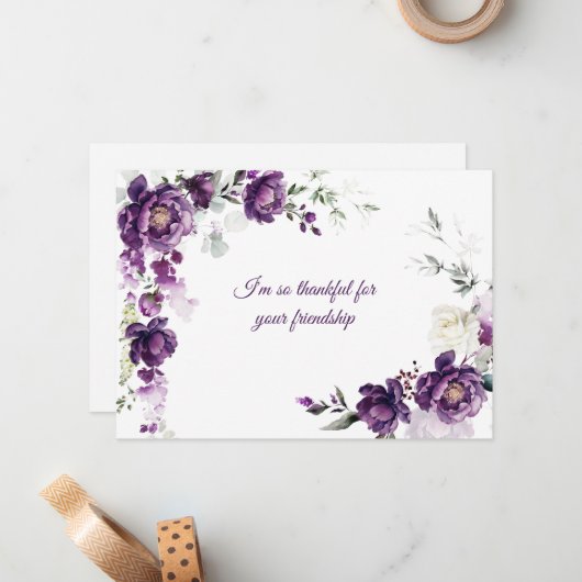 Tief Lila Peonies-Mitteilungskarten Mitteilungskarte (Vorderseite/Rückseite Beispiel)