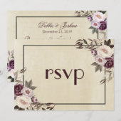 Tief Lila Peonies Wedding RSVP Einladung (Vorne/Hinten)