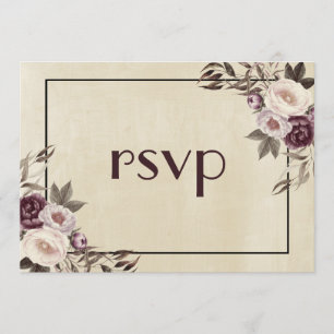 Tief Lila Peonies Wedding RSVP Einladung
