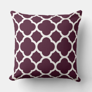 Tief Lila Quatrefolienmuster Kissen
