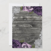 Tief Lila Rose Graue, rustikale, weiße Hochzeit Einladung (Rückseite)