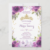 Tief Lila Rose Mis Quince Einladung (Vorderseite)