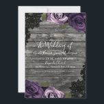 Tief Lila Rose Rustikal-Holz-Black-Lace Hochzeit Einladung<br><div class="desc">Passen Sie Ihre woll-Möglichkeiten an.</div>