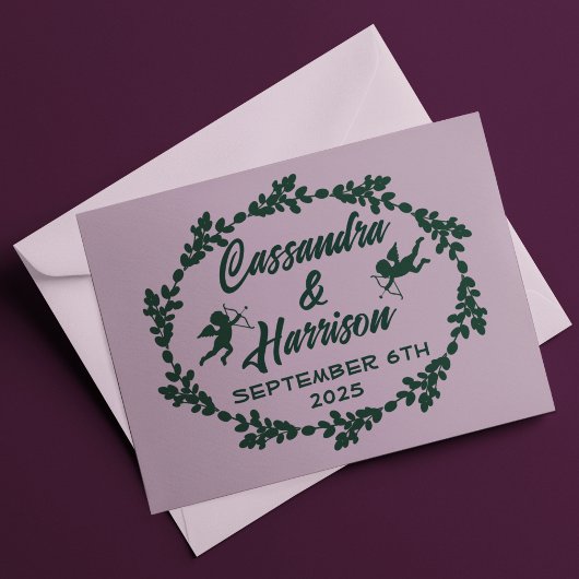 Tief Lila rustikale Hochzeit Dankeskarte